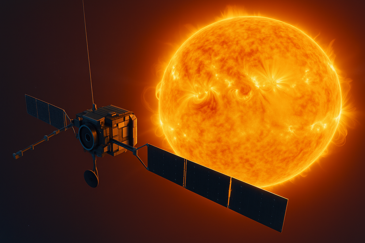 太陽の観測衛星と輝く太陽